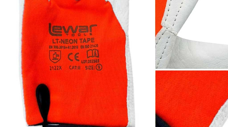 robocze rekawice skorzane lt-neon tape
